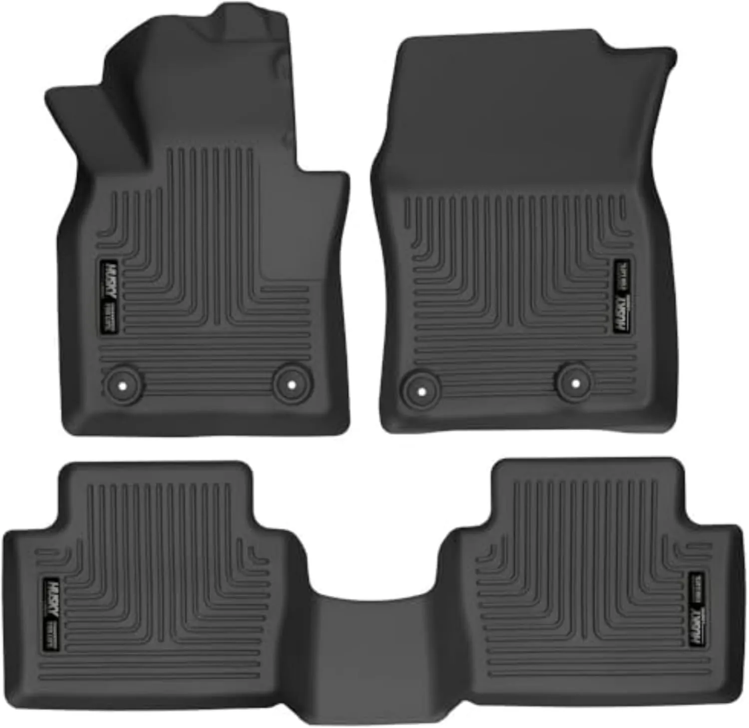 Husky Liners Weatherbeater Floor Mats | Fits 2019-2023 Mazda 3 (Hatchback & Sedan) | Front & 2nd Row, 3-pc Black - 95121