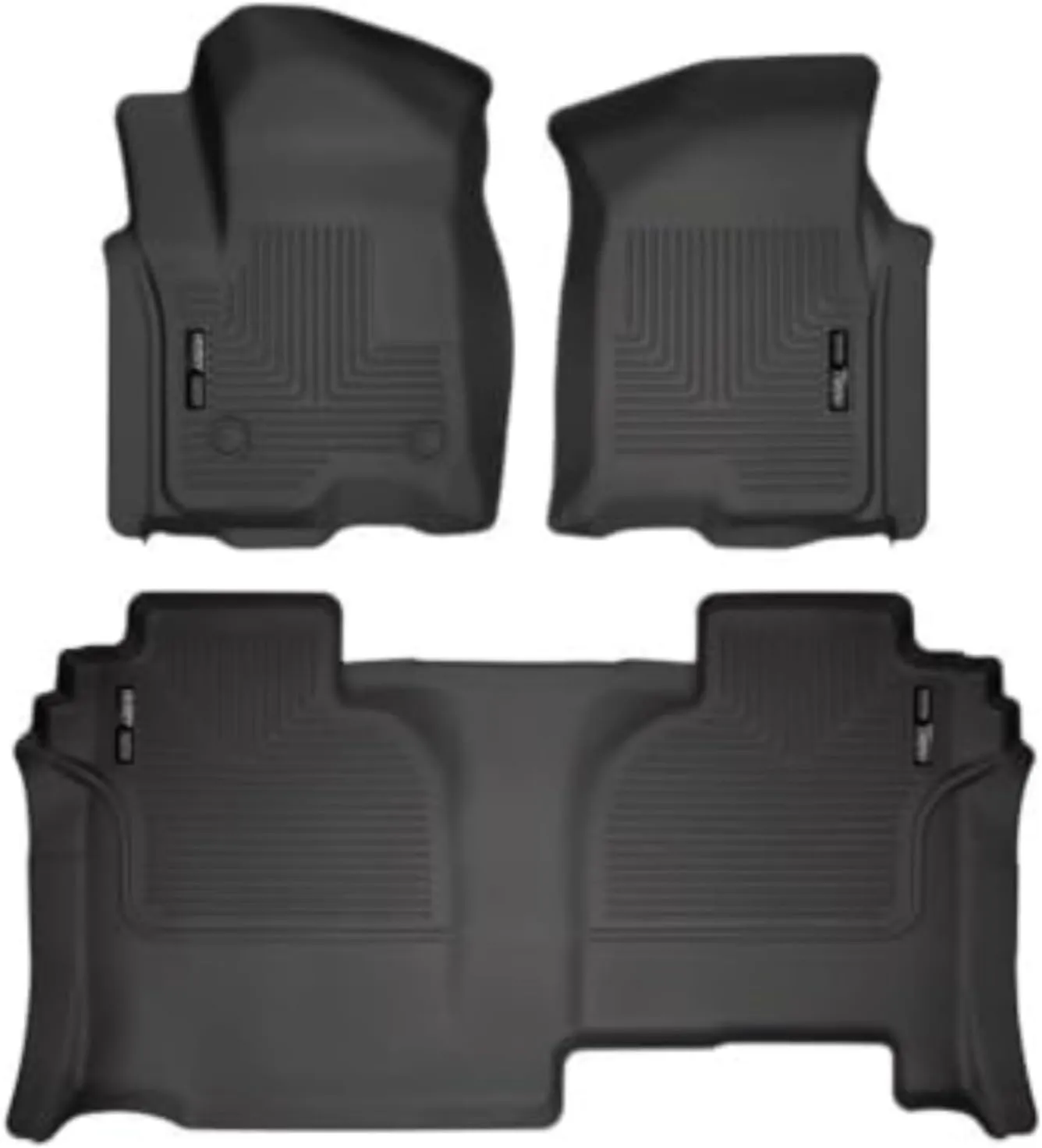 Husky Liners Weatherbeater Floor Mats | Fits 2019-2024 Chevrolet Silverado & GMC Sierra 1500 (New Body); 2022-2024 Silverado/Sierra 2500, 3500 Double Cab | Front & 2nd Row, 3-pc Black - 94031
