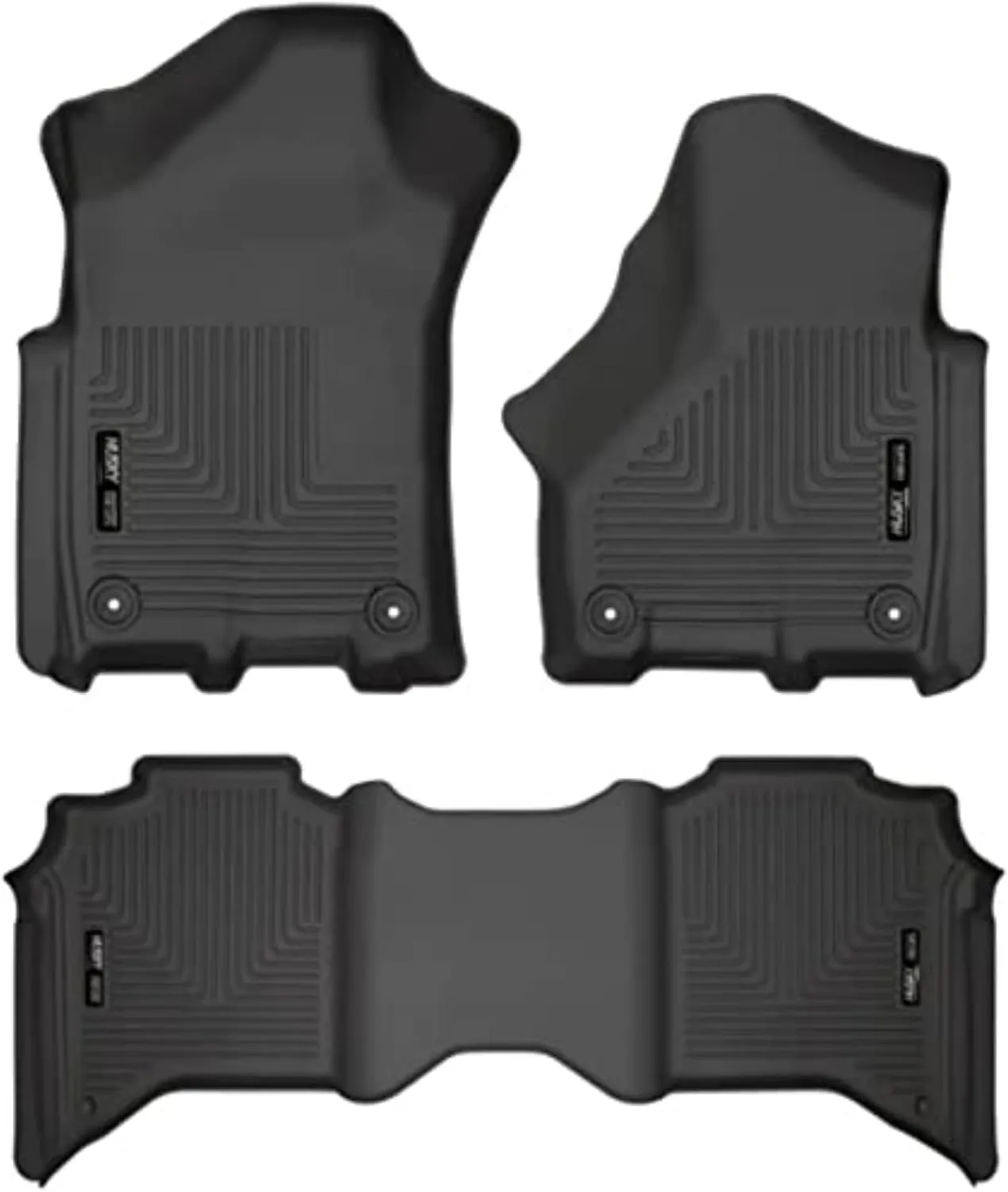 Husky Liners Weatherbeater Floor Mats | Fits 2019-2024 Ram 2500/3500 Crew Cab | Front & 2nd Row, 3-pc Black - 94111