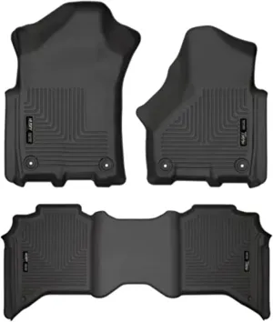 Husky Liners Weatherbeater Floor Mats | Fits 2019-2024 Ram 2500/3500 Crew Cab | Front & 2nd Row, 3-pc Black - 94111