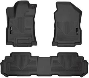 Husky Liners Weatherbeater Floor Mats | Fits 2019-2025 Subaru Ascent | Front & 2nd Row, 3-pc Black - 95871