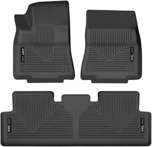Husky Liners Weatherbeater Floor Mats | Fits 2020-2025 Tesla Model Y | Front & 2nd Row, 3-pc Black - 95211