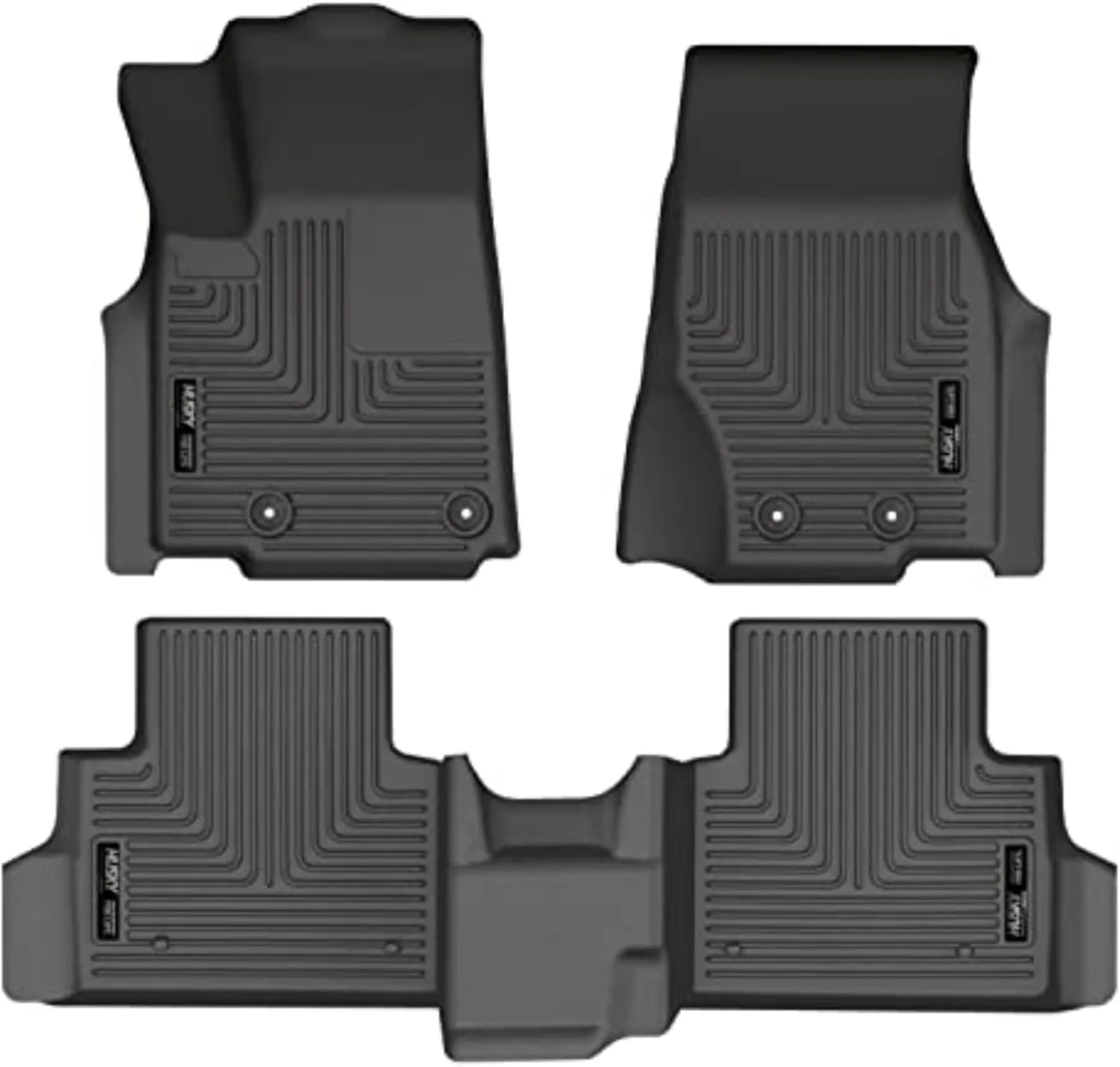 Husky Liners Weatherbeater Floor Mats | Fits 2021-2024 Jeep Grand Cherokee L w/2nd Row Bench Seat | Front & 2nd Row, 3-pc Black - 95141