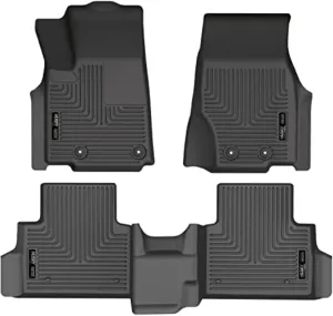Husky Liners Weatherbeater Floor Mats | Fits 2021-2024 Jeep Grand Cherokee L w/2nd Row Bench Seat | Front & 2nd Row, 3-pc Black - 95141