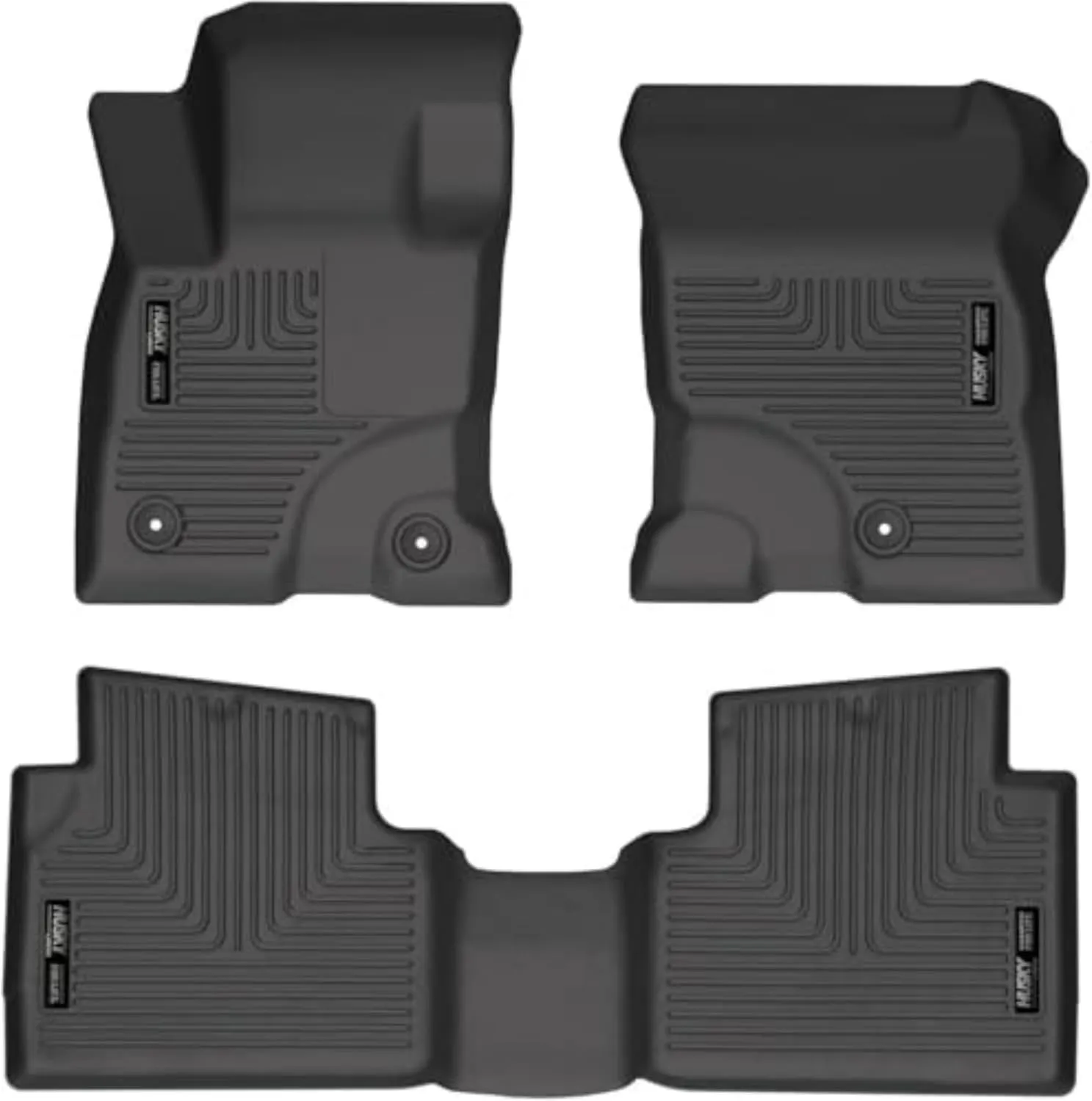 Husky Liners Weatherbeater Floor Mats | Fits 2022-2024 Ford Escape Hybrid | Front & 2nd Row, 3-pc Black - 95561