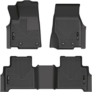 Husky Liners Weatherbeater Floor Mats | Fits 2022-2024 Jeep Grand Cherokee (Excludes 4XE) | Front & 2nd Row, 3-pc Black - 95411