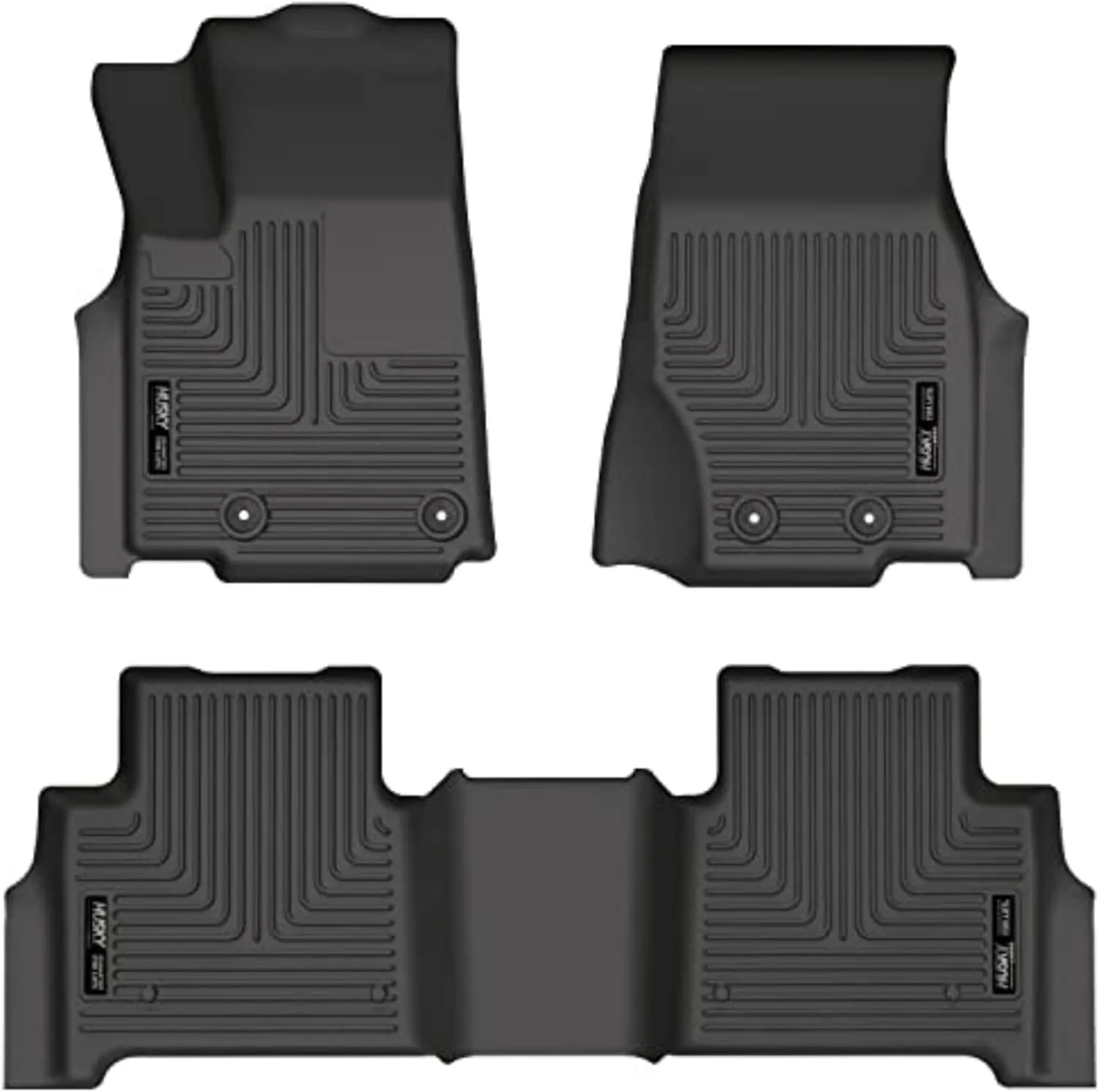 Husky Liners Weatherbeater Floor Mats | Fits 2022-2024 Jeep Grand Cherokee (Excludes 4XE) | Front & 2nd Row, 3-pc Black - 95411