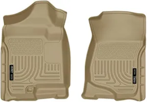 Husky Liners Weatherbeater Floor Mats | Fits Various 2007-2014 Cadillac Escalade & ESV, GMC Yukon, Chevrolet Suburban 1500, Tahoe, Silverado/Sierra (See Description) | Front Row, 2-pc Tan - 18203