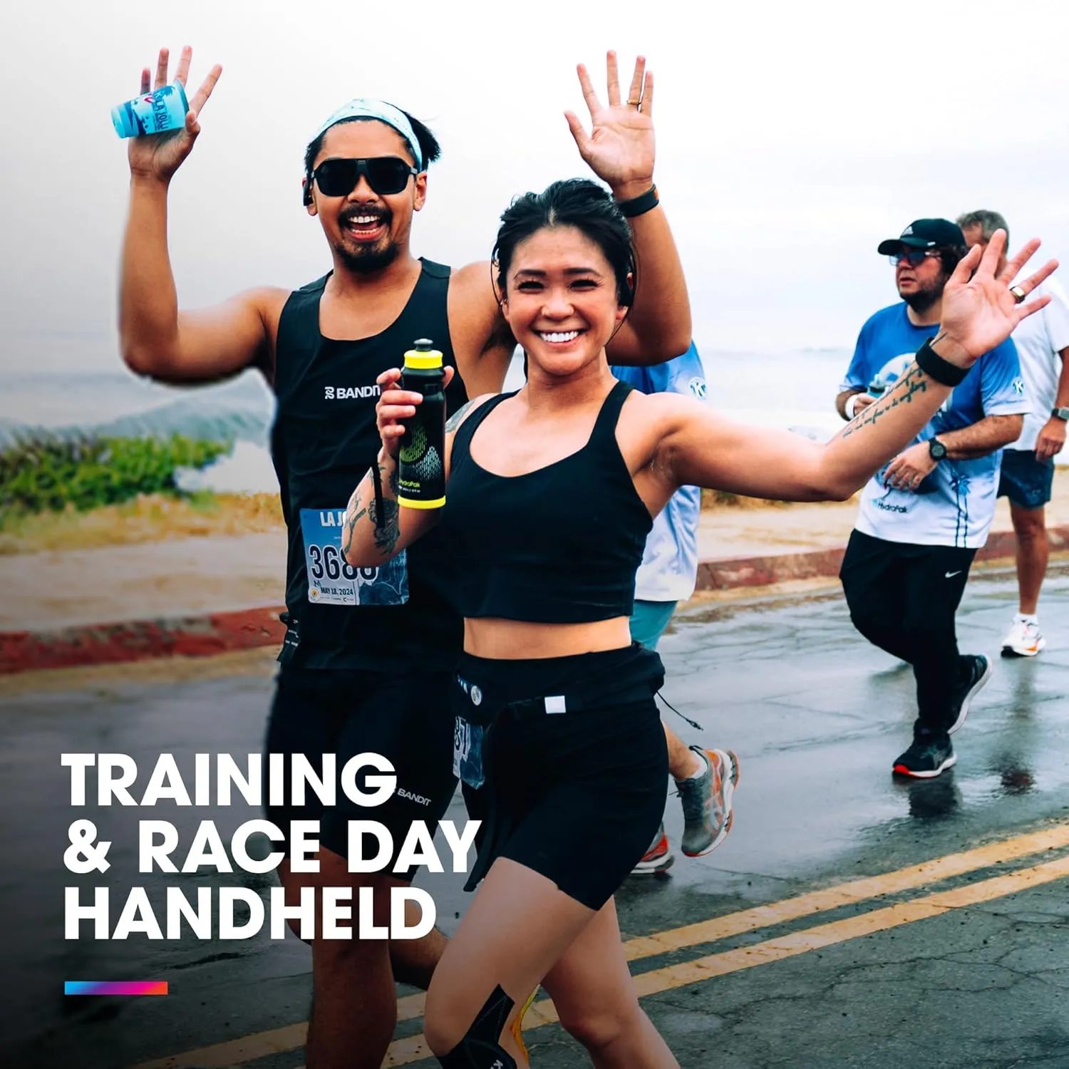 HydraPak Tempo Pro 525ml - Handheld Running Squeeze Bottle for Training and Race Day Hydration with Removable Strap (525ml/17oz) - Blue