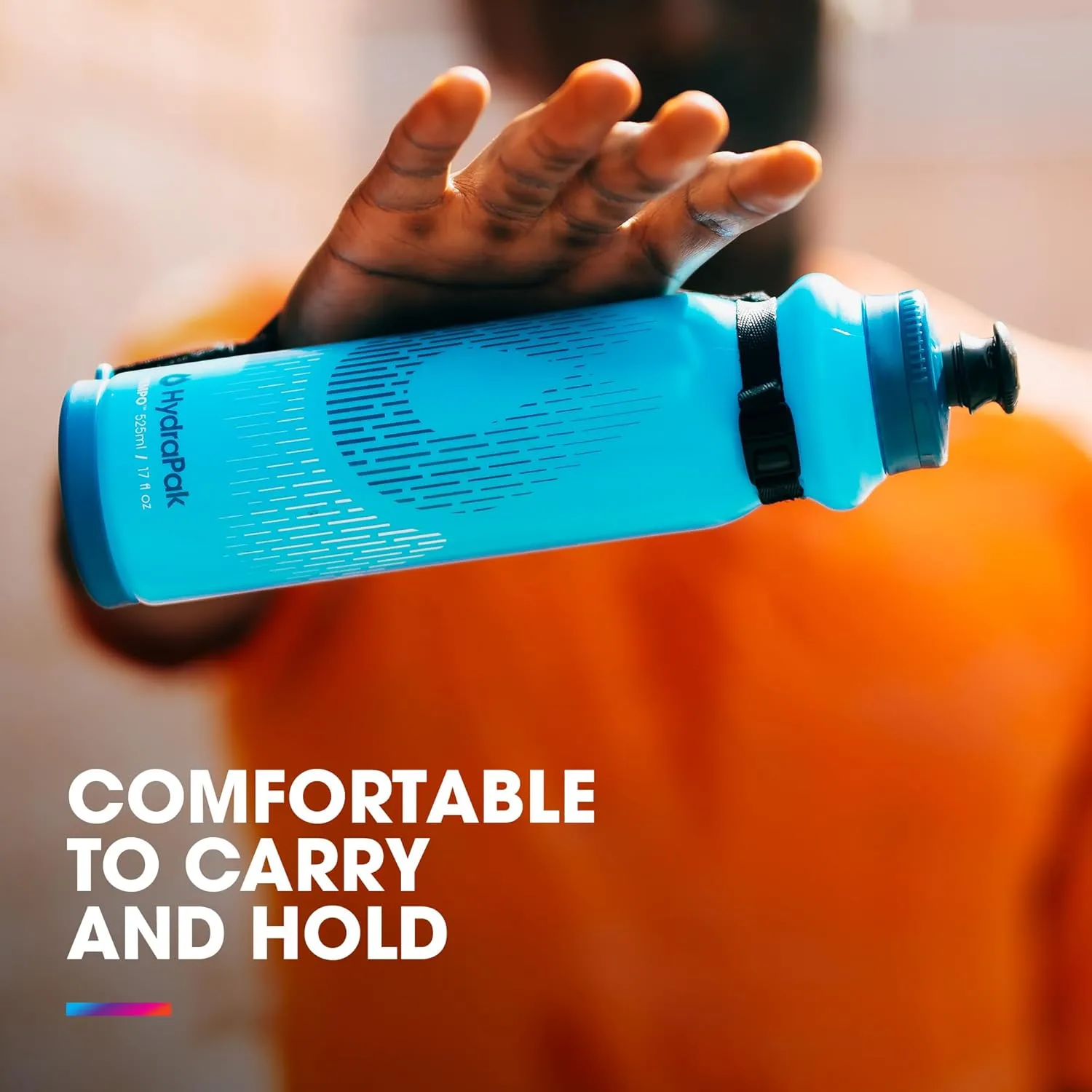 HydraPak Tempo Pro 525ml - Handheld Running Squeeze Bottle for Training and Race Day Hydration with Removable Strap (525ml/17oz) - Blue