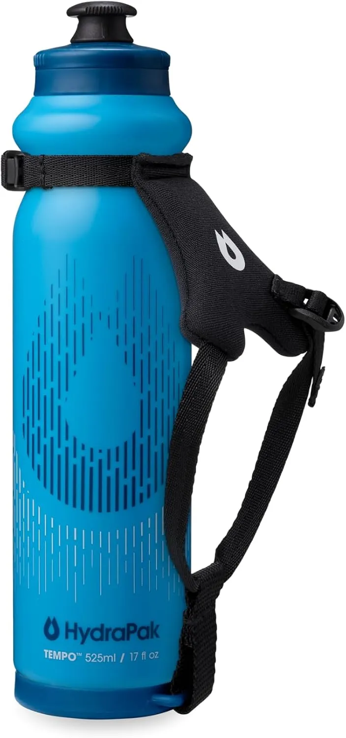 HydraPak Tempo Pro 525ml - Handheld Running Squeeze Bottle for Training and Race Day Hydration with Removable Strap (525ml/17oz) - Blue
