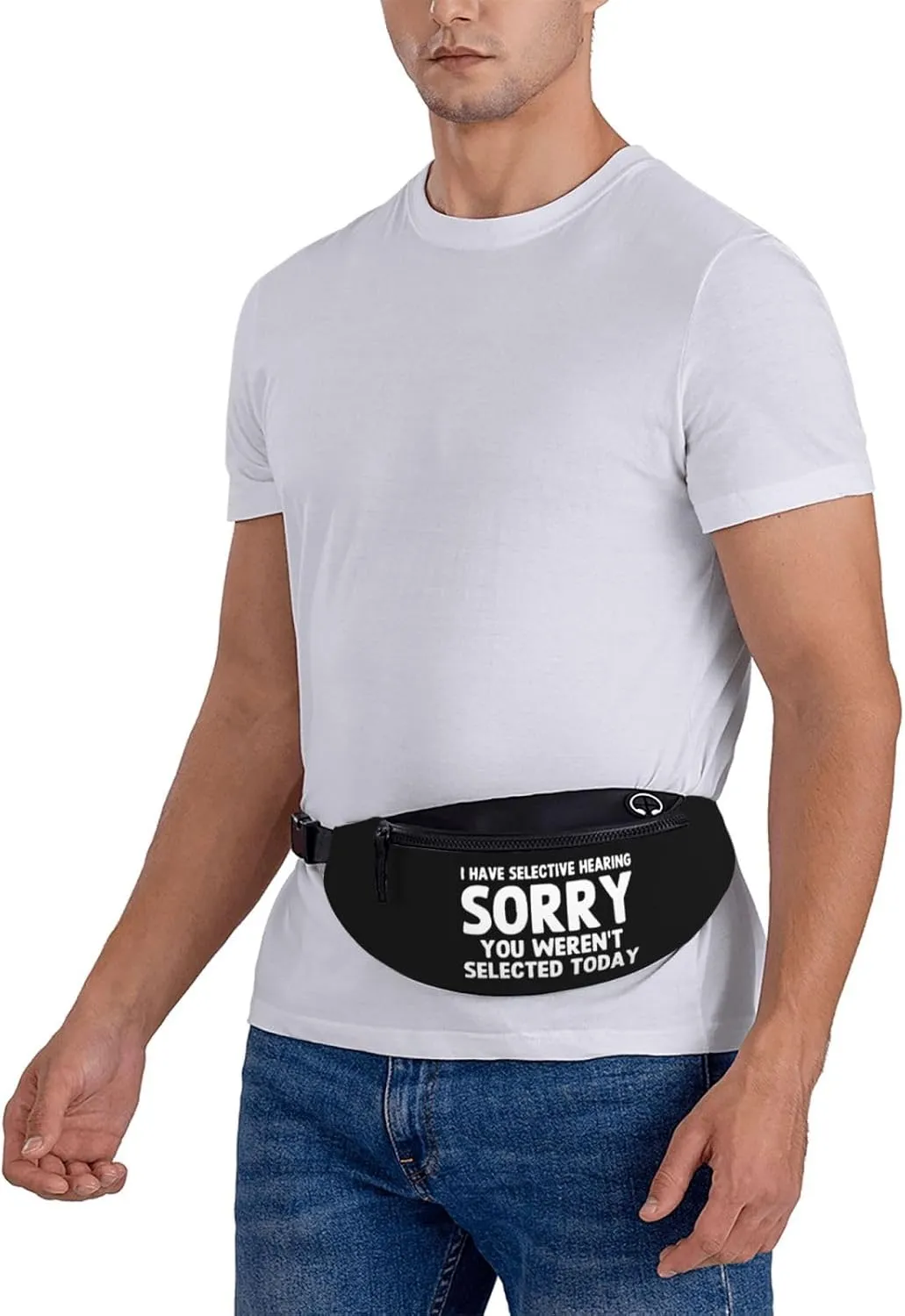 I Have Selective Hearing You Weren't Selected Today Waist Bag Men's and Women's Adjustable Travel Chest Pack Outdoor Running Waist Bag, Black