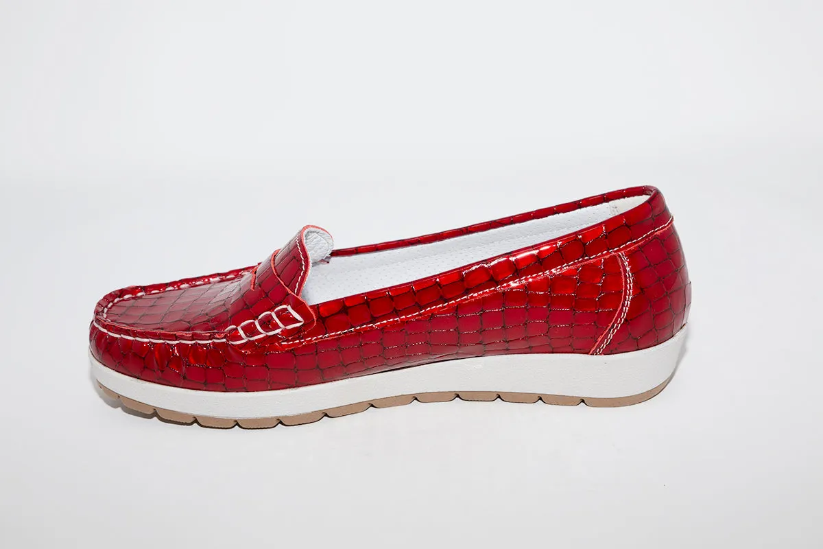 IMAC - FLAT LOAFER - RED CROC PATENT
