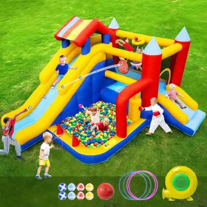 Inflatable Bounce House for Kids Outdoor 9 in 1 Large Bounce Castle for Toddlers Indoor Backyard Big Jump Bouncy House with Blower, Two Slide, Ball Pit, Basketball, Boxing, Climbing, 11.38x10.2FT