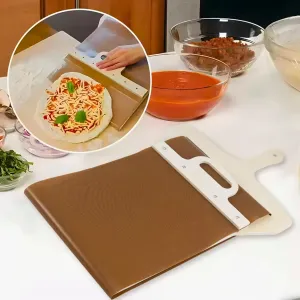 Innovative Pizza Peel Slider - Smart Sliding Paddle Handle for Effortless Transfer, Brown