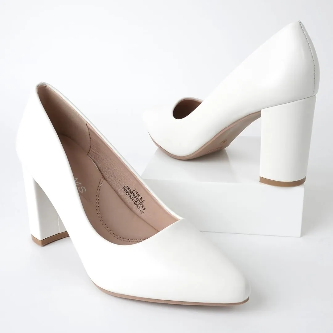 J. Adams Jolie Heels for Women - Closed Pointed Toe Mid Block Heel Classic Pumps