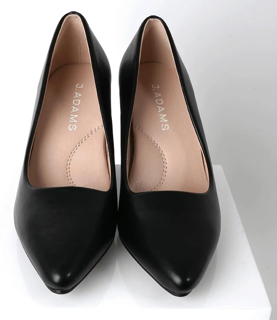 J. Adams Jolie Heels for Women - Closed Pointed Toe Mid Block Heel Classic Pumps