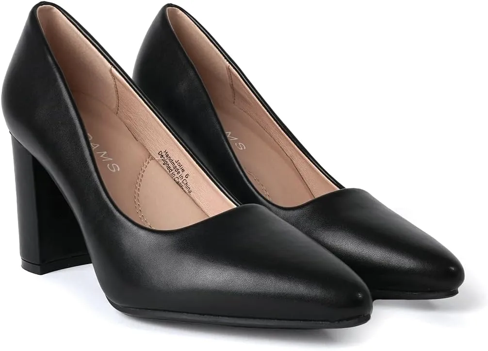 J. Adams Jolie Heels for Women - Closed Pointed Toe Mid Block Heel Classic Pumps