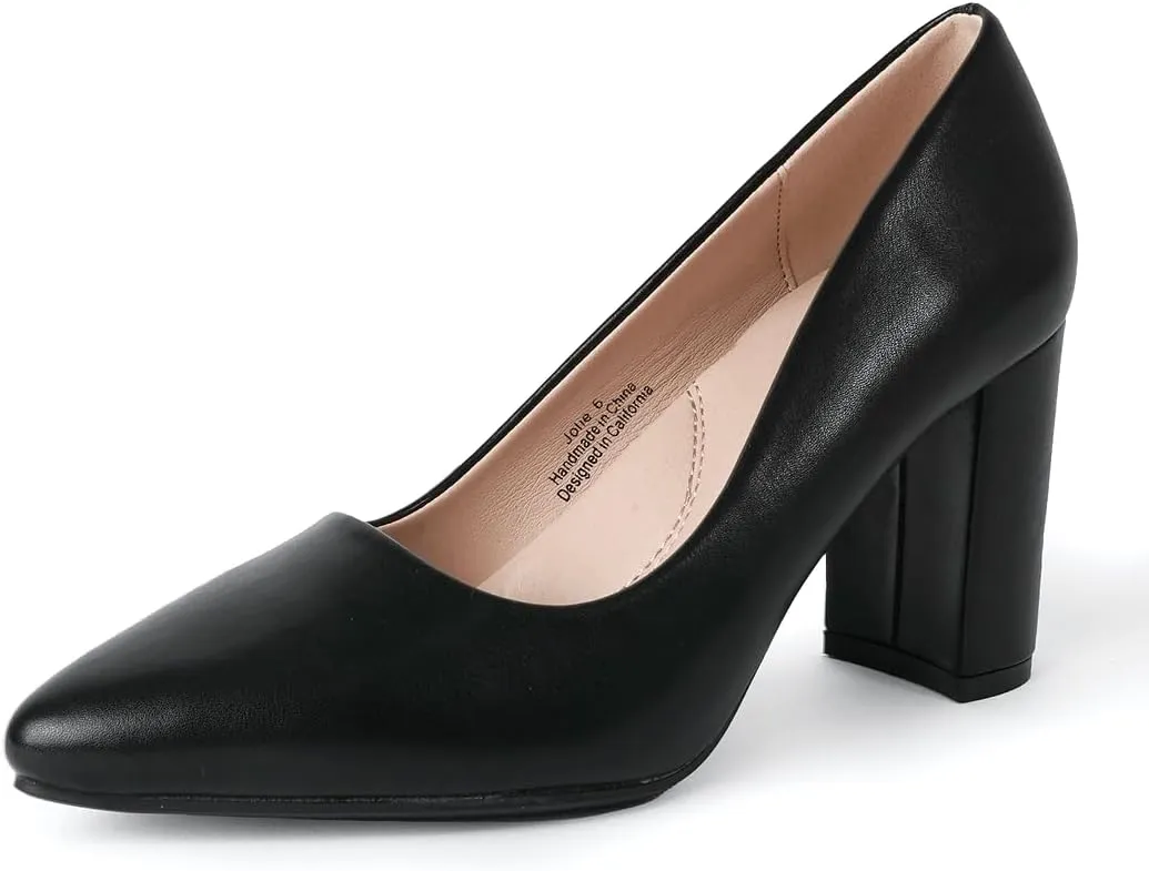 J. Adams Jolie Heels for Women - Closed Pointed Toe Mid Block Heel Classic Pumps