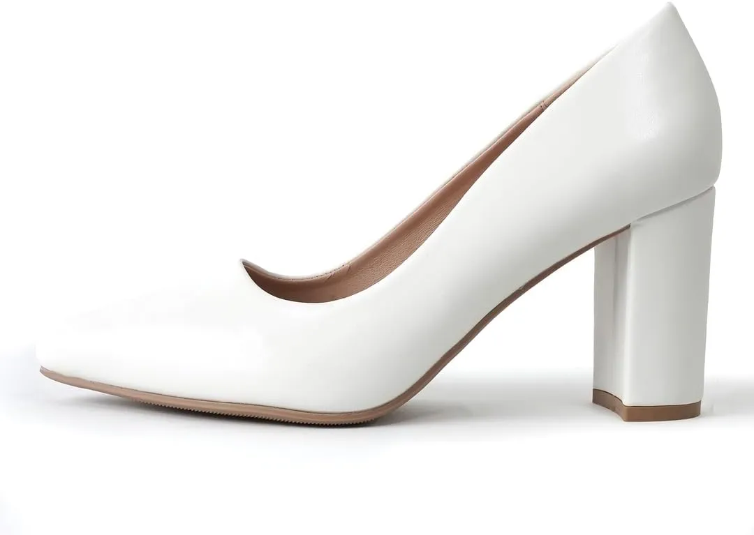 J. Adams Jolie Heels for Women - Closed Pointed Toe Mid Block Heel Classic Pumps