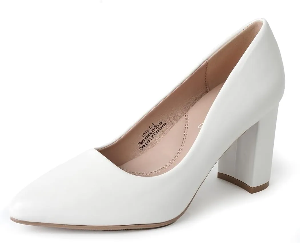 J. Adams Jolie Heels for Women - Closed Pointed Toe Mid Block Heel Classic Pumps