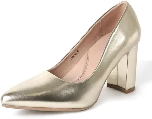 J. Adams Jolie Heels for Women - Closed Pointed Toe Mid Block Heel Classic Pumps