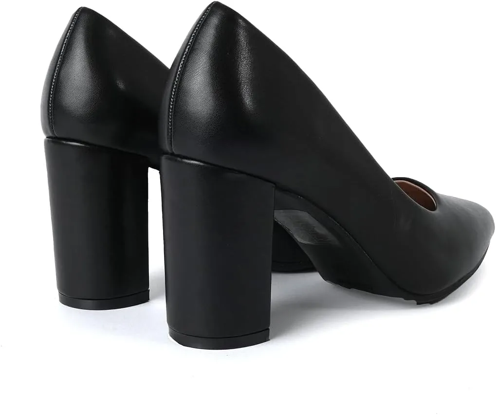 J. Adams Jolie Heels for Women - Closed Pointed Toe Mid Block Heel Classic Pumps