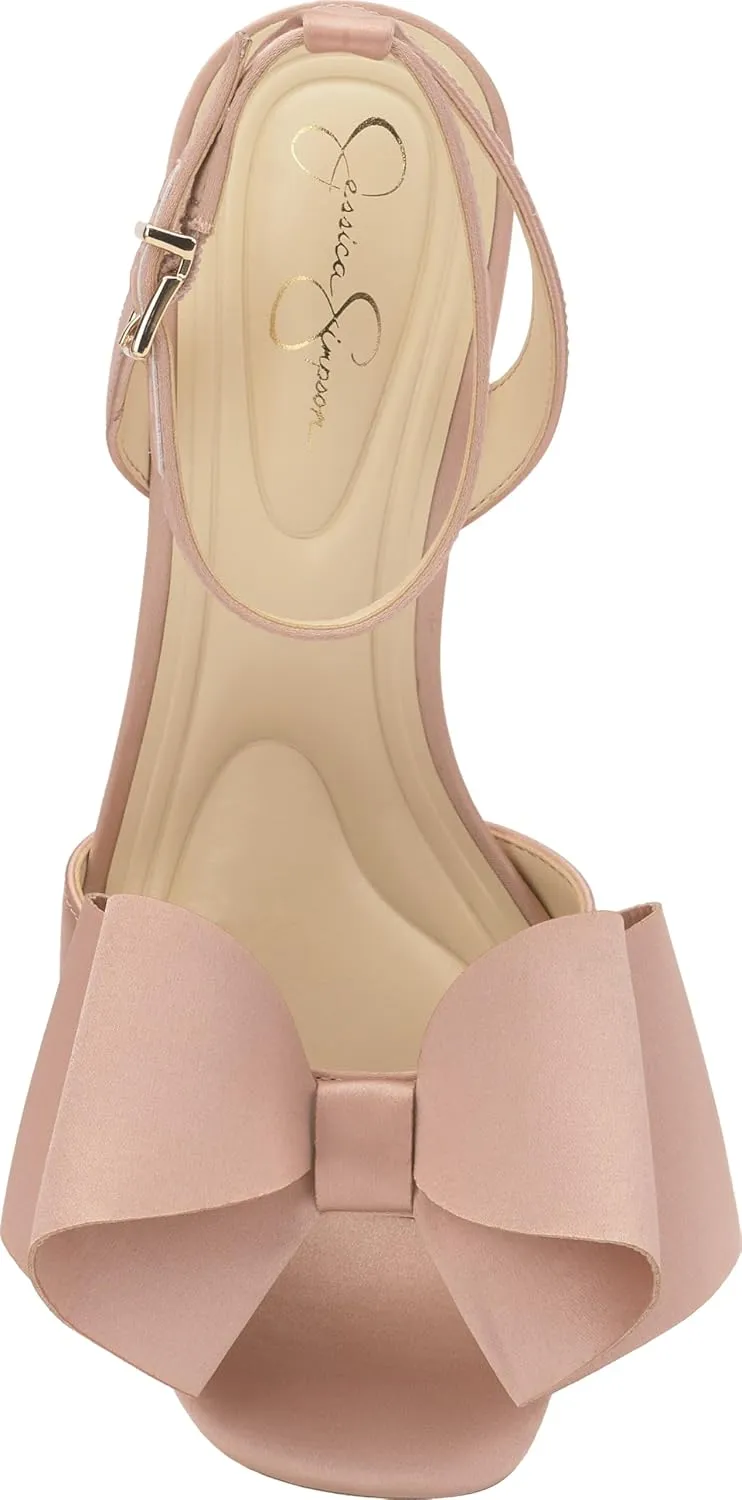 Jessica Simpson Womens Olivine Bow Satin Ankle Strap