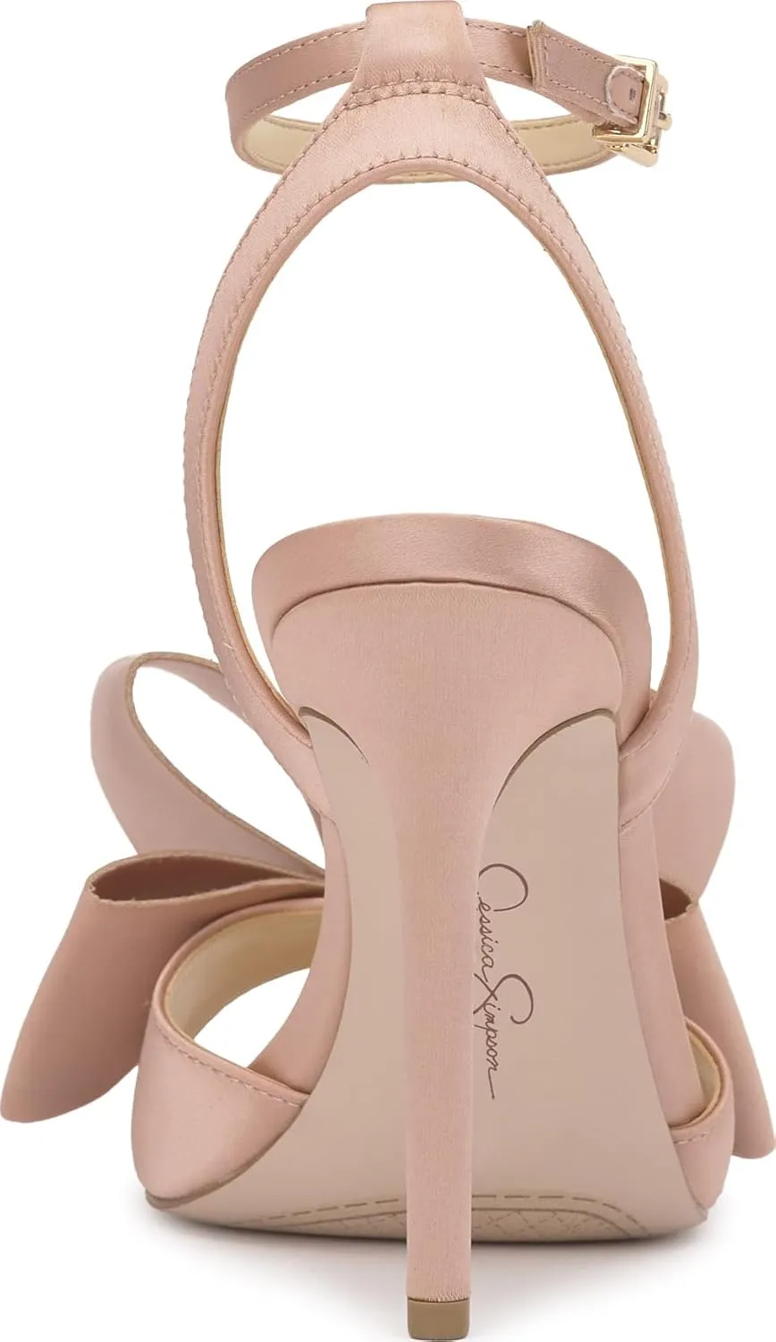 Jessica Simpson Womens Olivine Bow Satin Ankle Strap