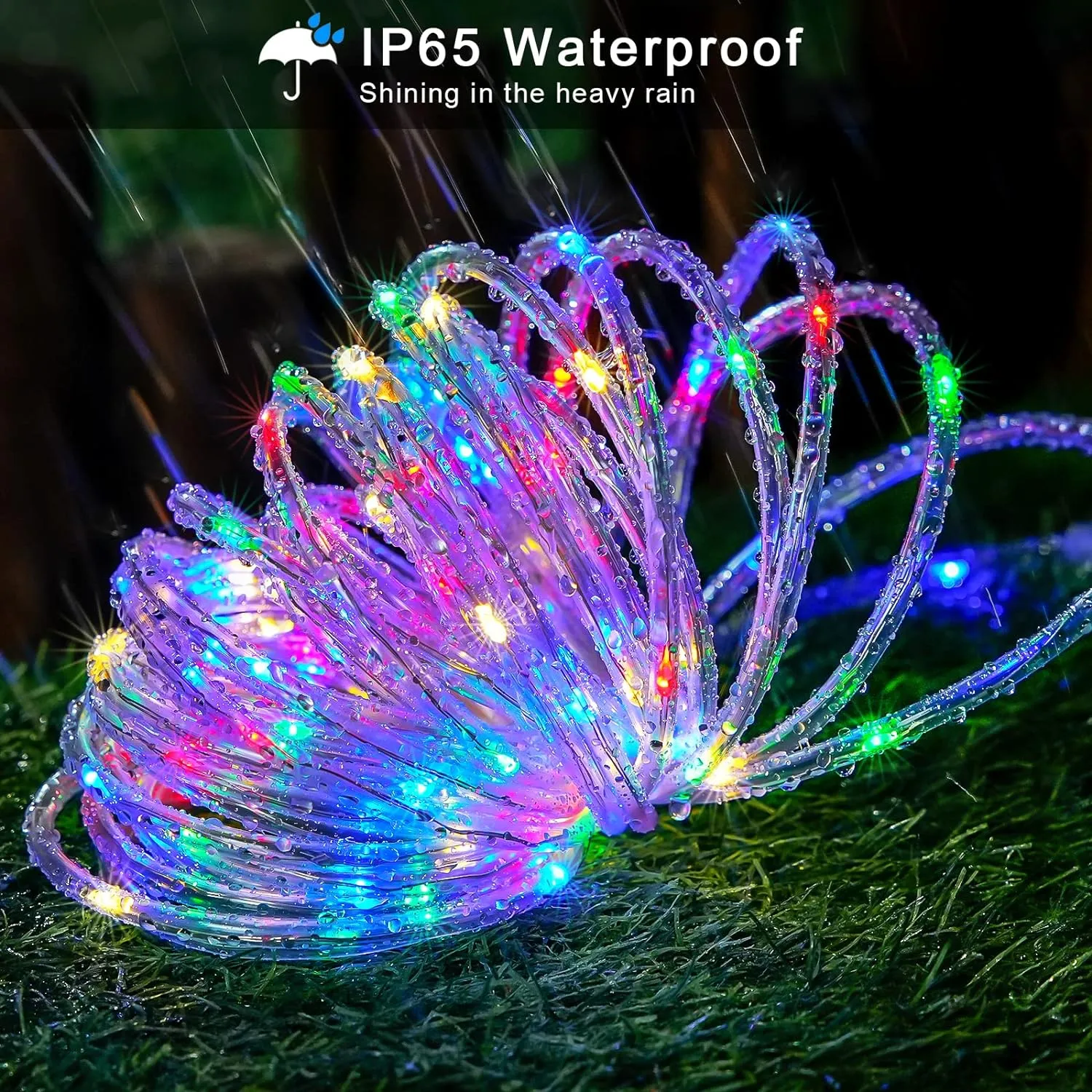 JMEXSUSS 200 LED Trampoline Accessories Solar Rope Light, 66ft IP 65 Waterproof Solar Pathway Lights Outdoor, 8 Modes Trampoline Lights for Basketball Hoop Ladder Slide Pathway Tent Camp(Multicolor)