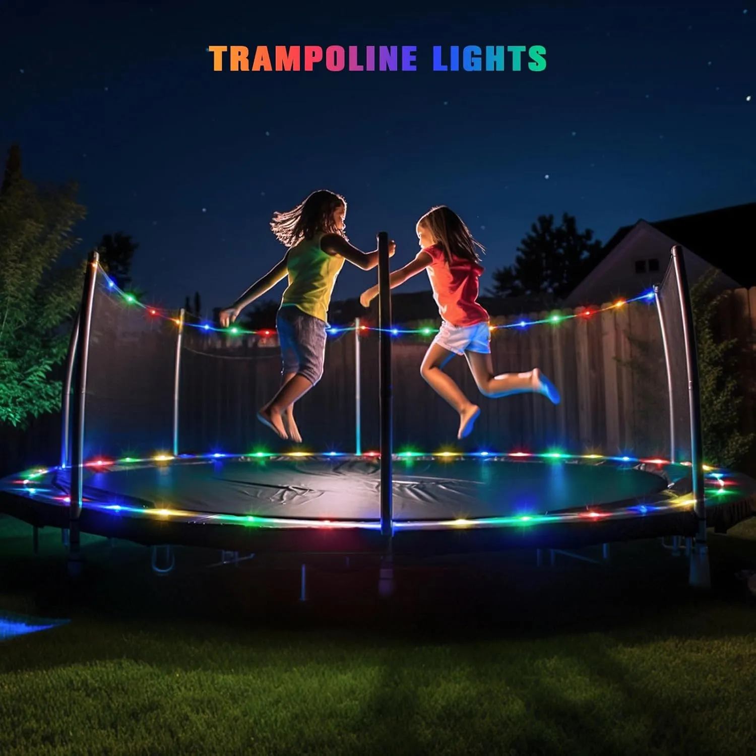JMEXSUSS 200 LED Trampoline Accessories Solar Rope Light, 66ft IP 65 Waterproof Solar Pathway Lights Outdoor, 8 Modes Trampoline Lights for Basketball Hoop Ladder Slide Pathway Tent Camp(Multicolor)