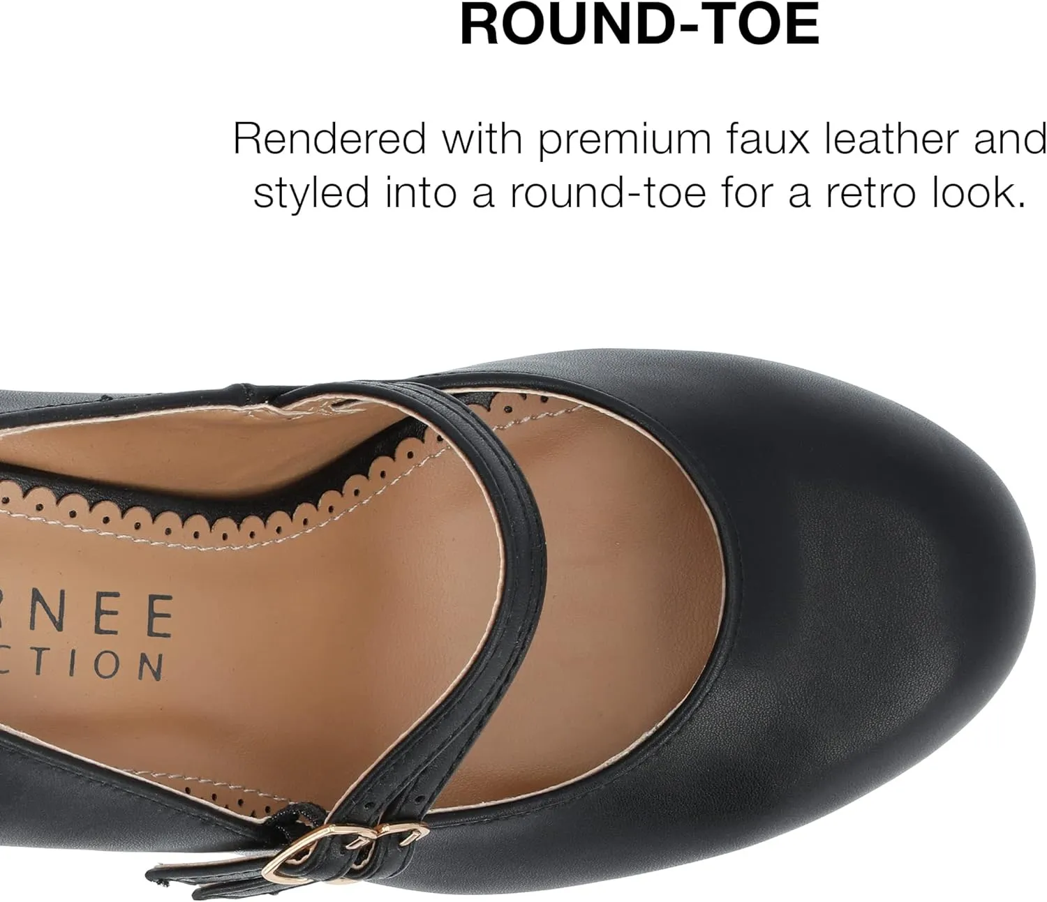 Journee Collection Womens Wendy Mary Jane Pumps Closed Round Toe Double Buckle Strap Chunky Block Heel