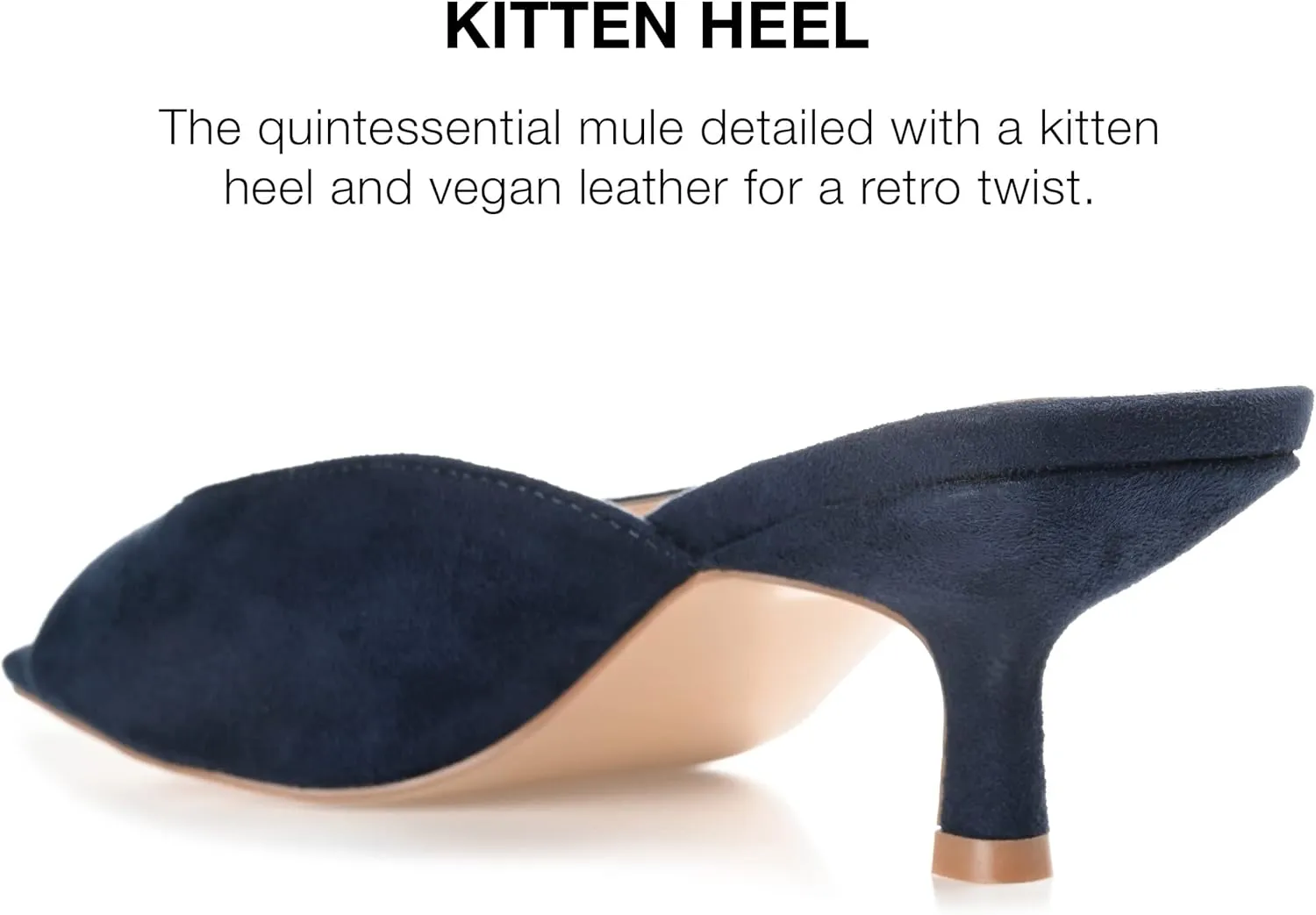 Journee Square Open Toe Kitten Heel Pump for Women - Larna Slip-On Heeled Fashion Sandal