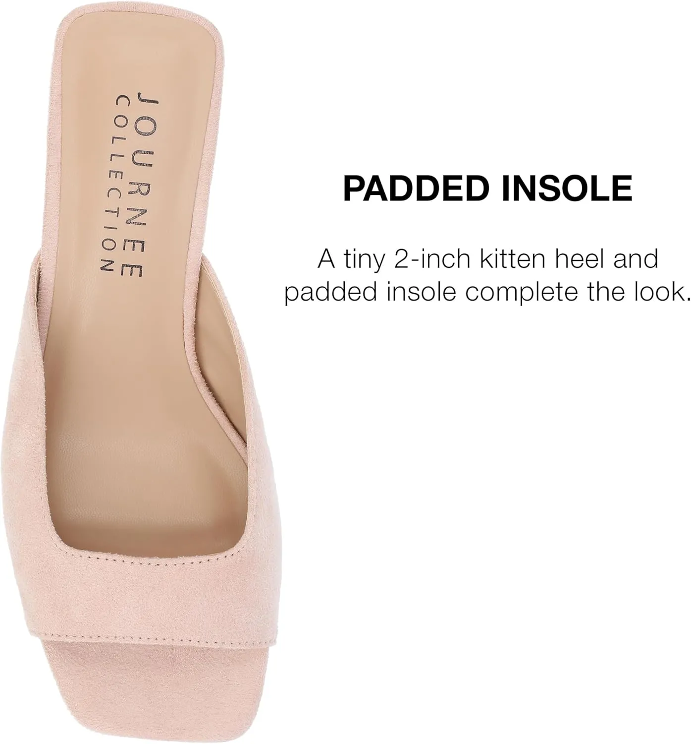 Journee Square Open Toe Kitten Heel Pump for Women - Larna Slip-On Heeled Fashion Sandal