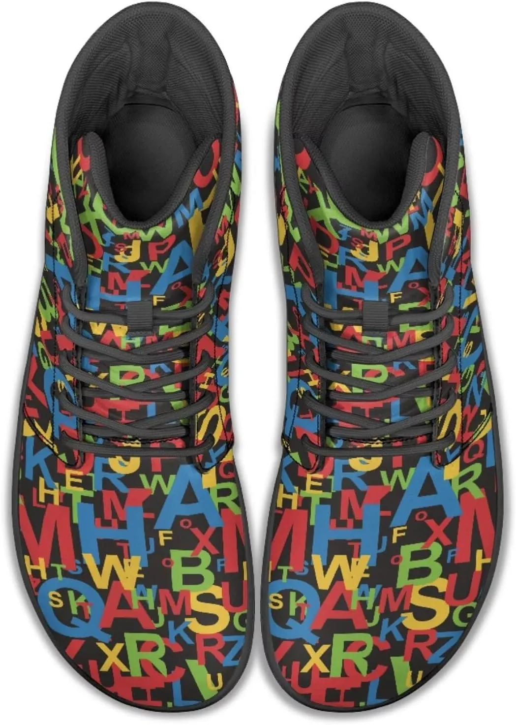 JoyLamoria Men Women High Top Barefoot Shoes Rainbow Pattern Pattern LGBT Fashion Sneakers Lace Up PU Leather Platform
