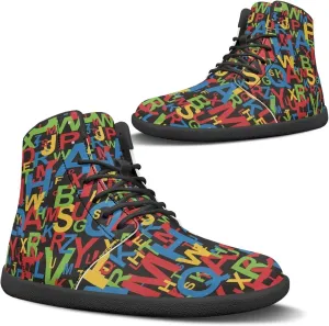 JoyLamoria Men Women High Top Barefoot Shoes Rainbow Pattern Pattern LGBT Fashion Sneakers Lace Up PU Leather Platform