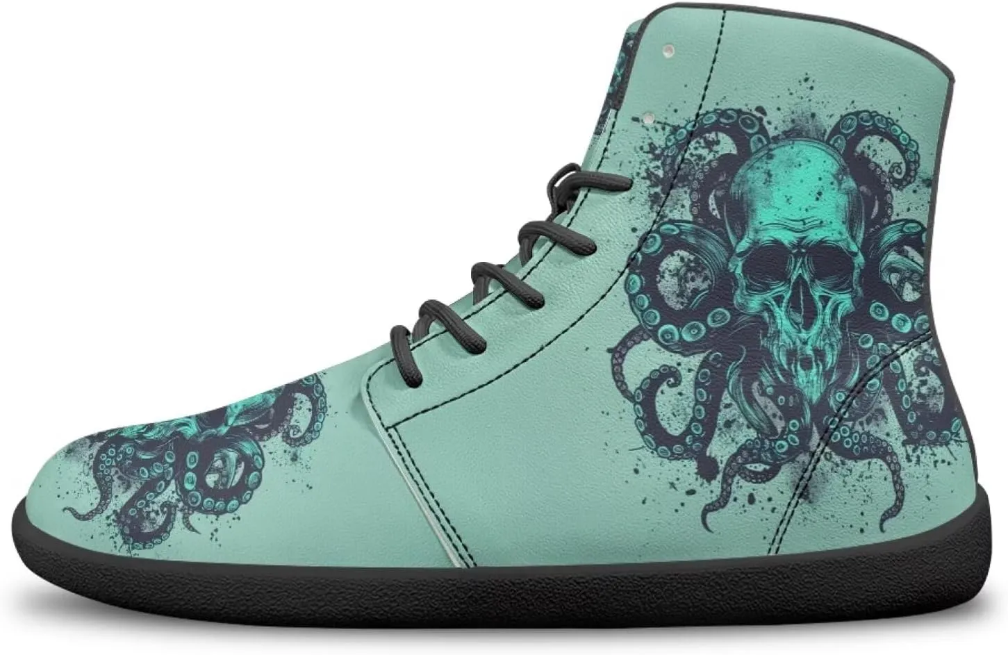 JoyLamoria Men Women High Top Barefoot Shoes Rainbow Pattern Pattern LGBT Fashion Sneakers Lace Up PU Leather Platform