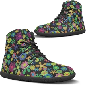 JoyLamoria Men Women High Top Barefoot Shoes Rainbow Pattern Pattern LGBT Fashion Sneakers Lace Up PU Leather Platform