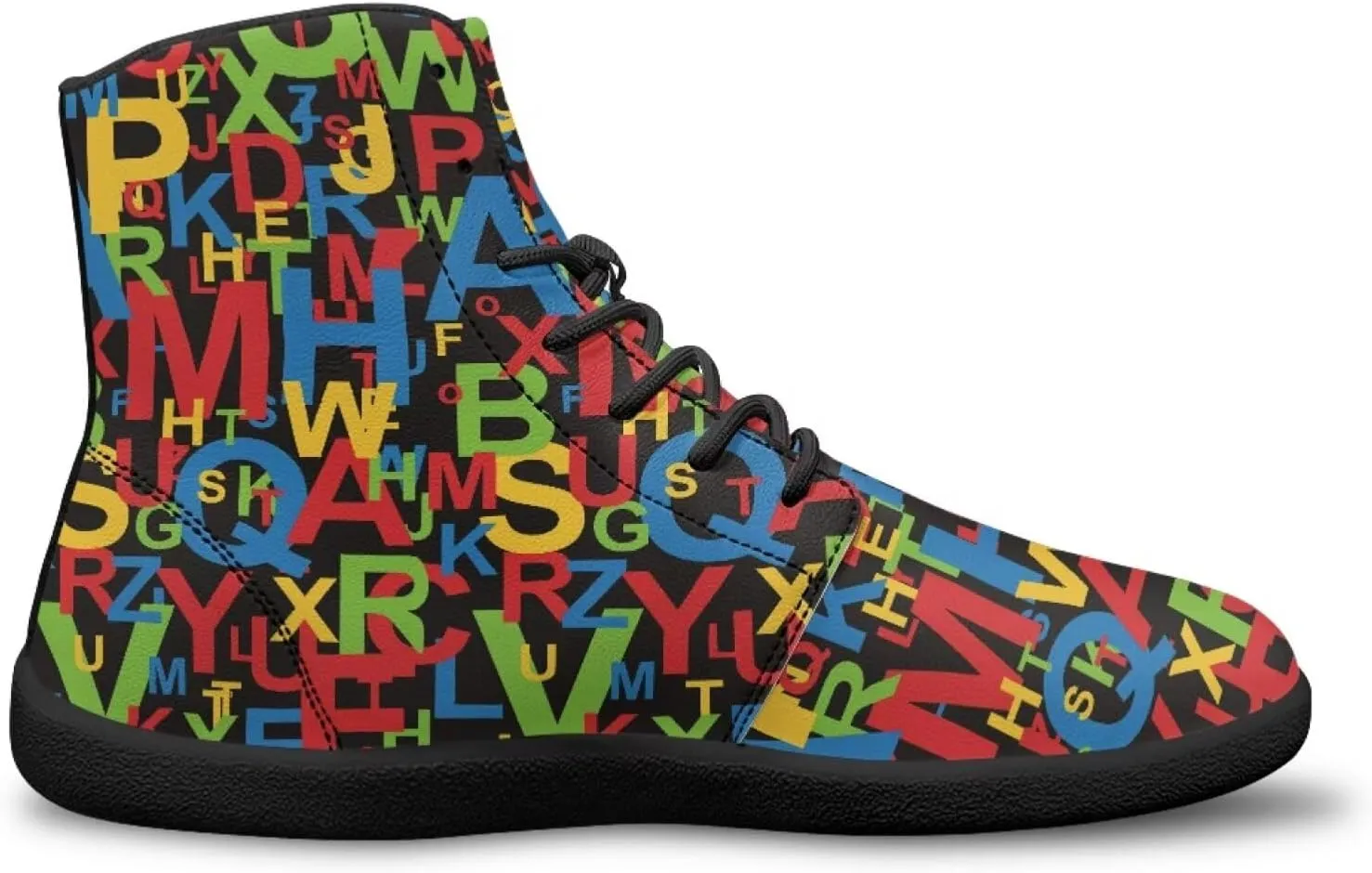 JoyLamoria Men Women High Top Barefoot Shoes Rainbow Pattern Pattern LGBT Fashion Sneakers Lace Up PU Leather Platform