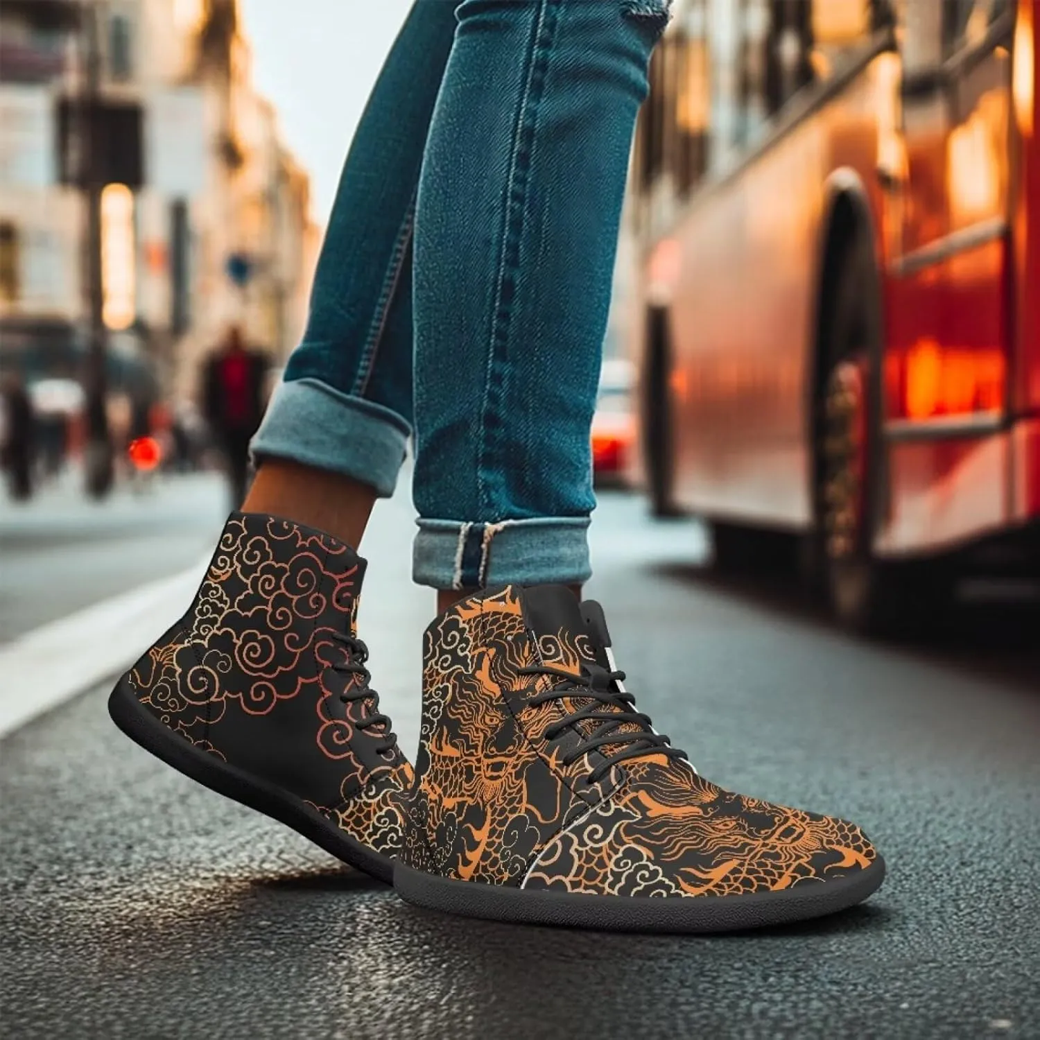 JoyLamoria Skull Rose High Top Sneakers Women Leather Causal Lace Shoes Fashion 2025 Walking Tennis Dress Shoe