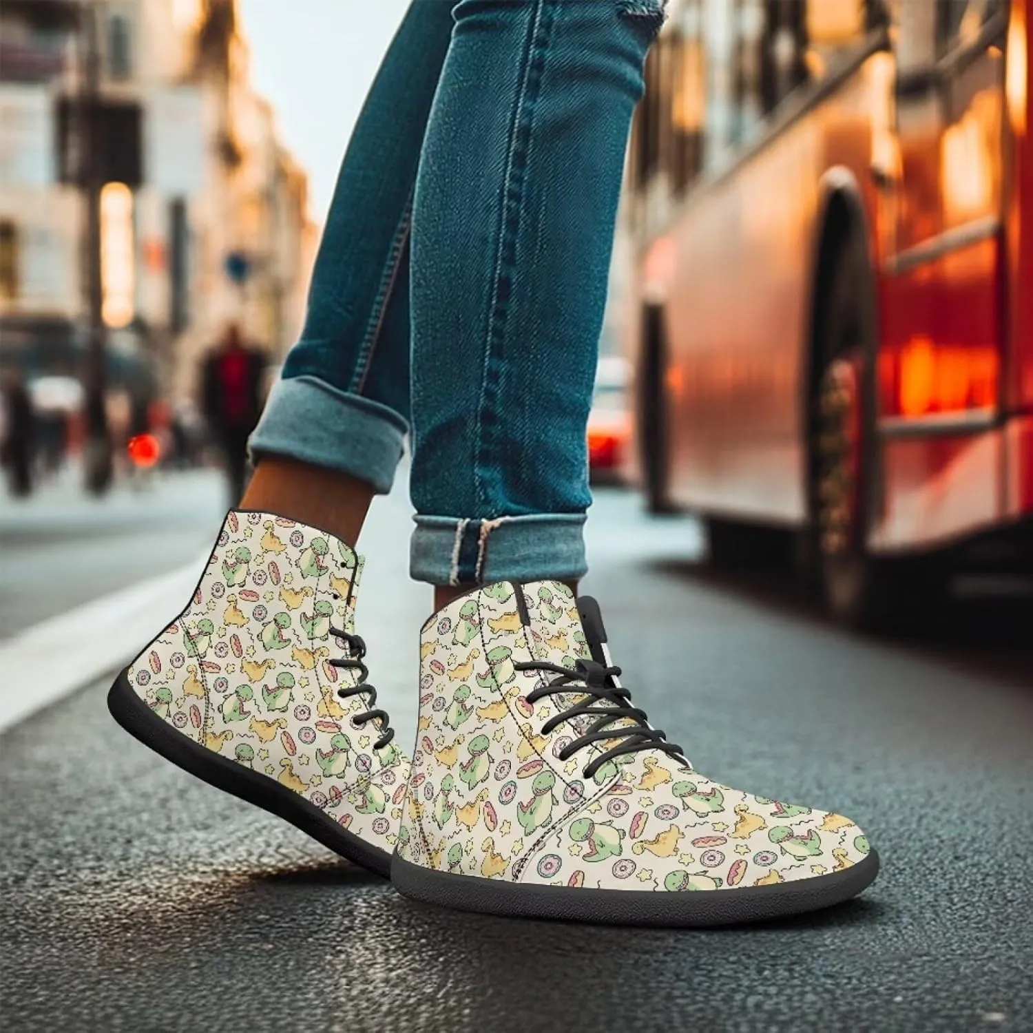 JoyLamoria Unisex High Top Shoes Laces Up Fashion Leather Skate Sneaker Mid Top Barefoot Shoes Lightweight,Marble Print