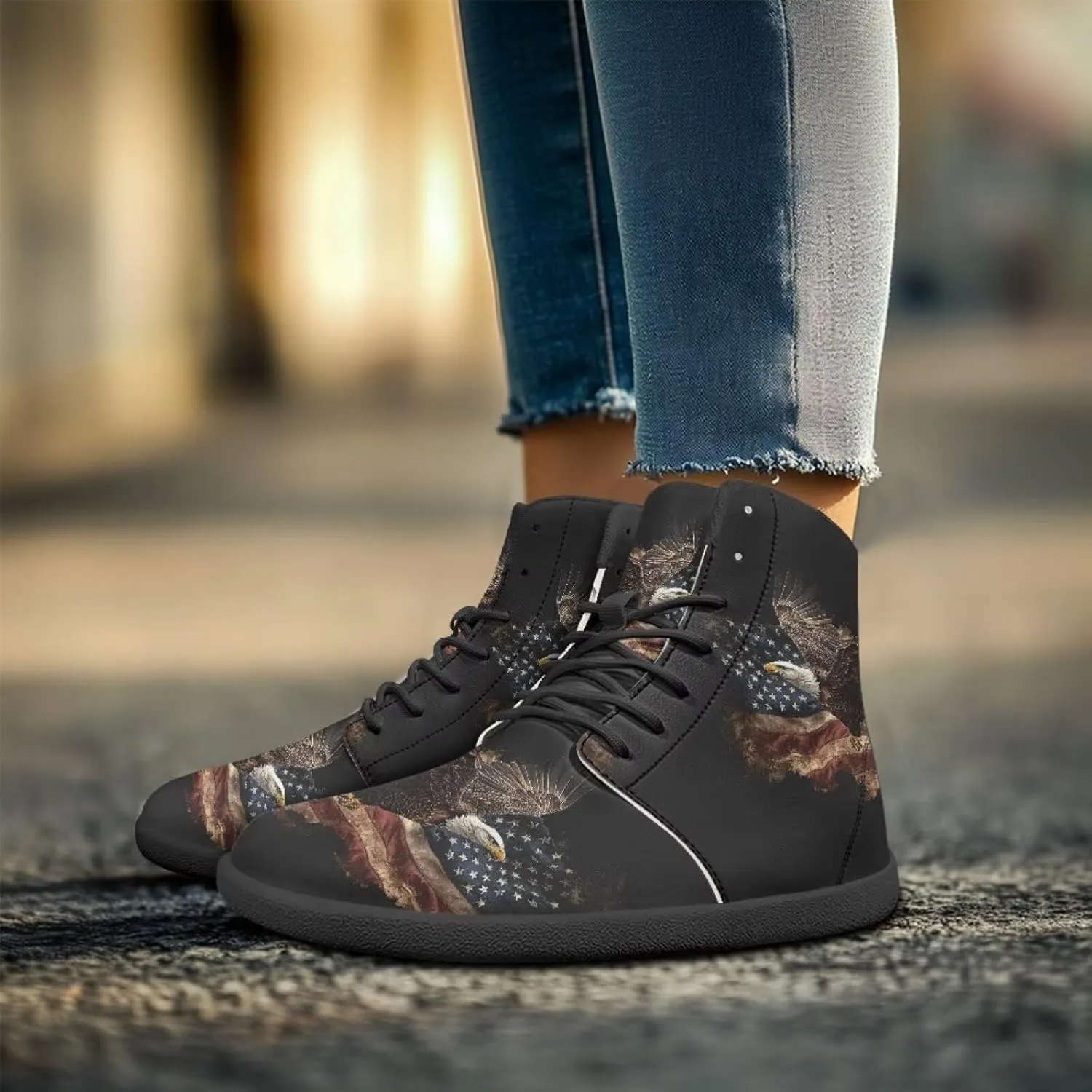 JoyLamoria Womens High Top Sneakers with Marble Painted Walking Tennis Shoes Lace up Leather Minimalist Shoes for Outdoor