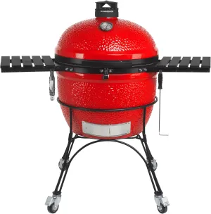 Kamado Joe Big Joe Series II 24-inch Ceramic Charcoal Grill and Smoker with Cart, Side Shelves, Stainless Steel Grates and 450 Cooking Square Inches in Red, Model BJ24RHC