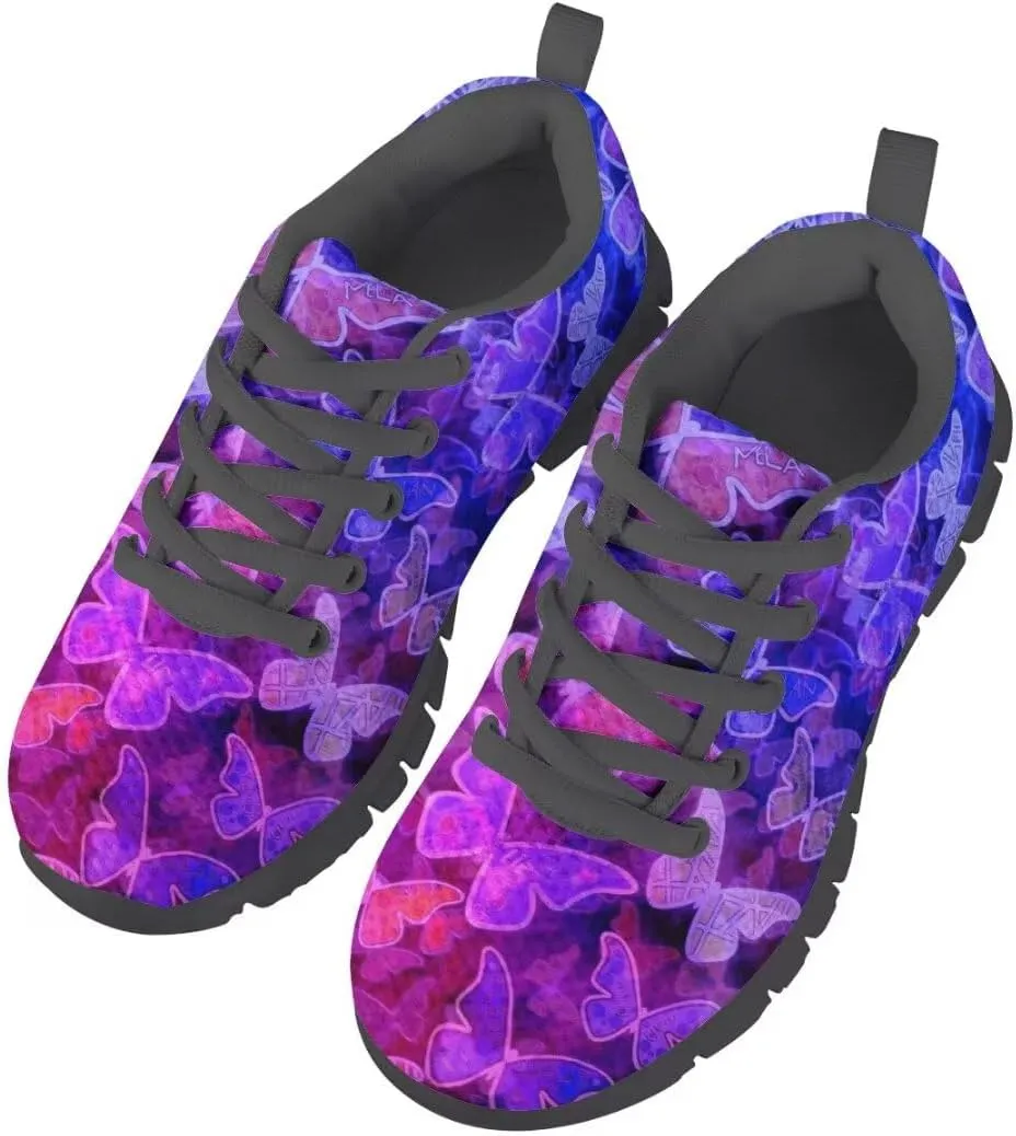 Kid Girls Lightweight Breathable Sneakers Athletic Running Walking Shoes Black Sole