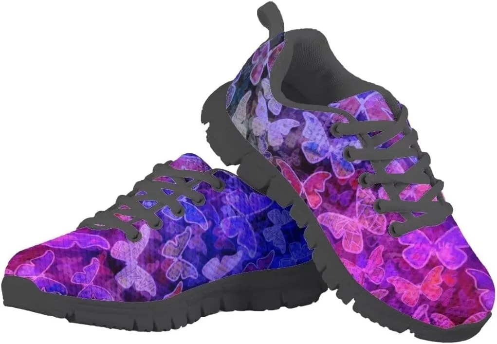 Kid Girls Lightweight Breathable Sneakers Athletic Running Walking Shoes Black Sole
