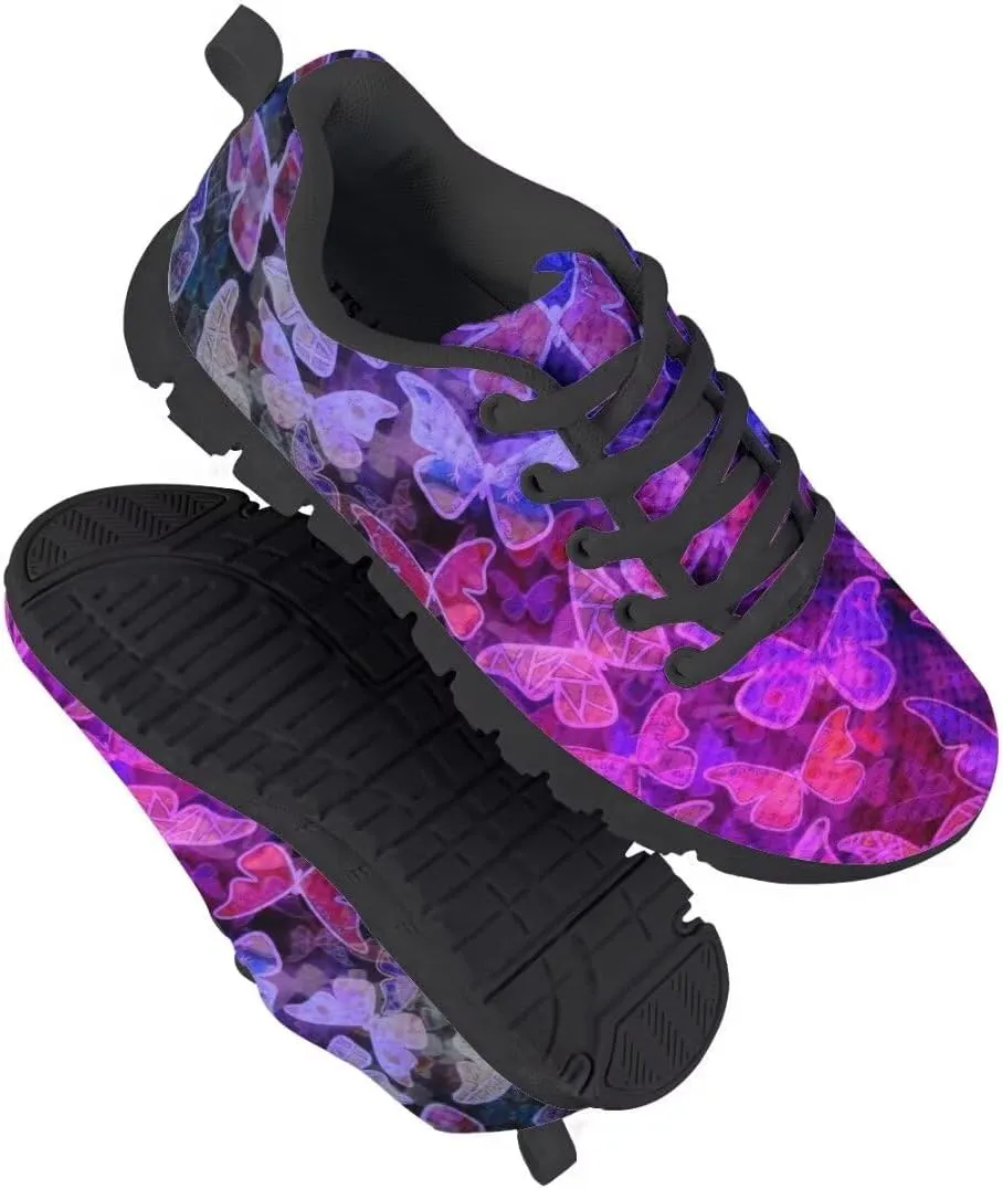 Kid Girls Lightweight Breathable Sneakers Athletic Running Walking Shoes Black Sole