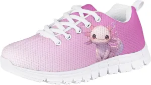 Kids Cute Shoes Little Grils Breathable Soft Running Shoes Axolotl/Cat Sneaker for Teen Girls Indoor Outdoor Sport Wear