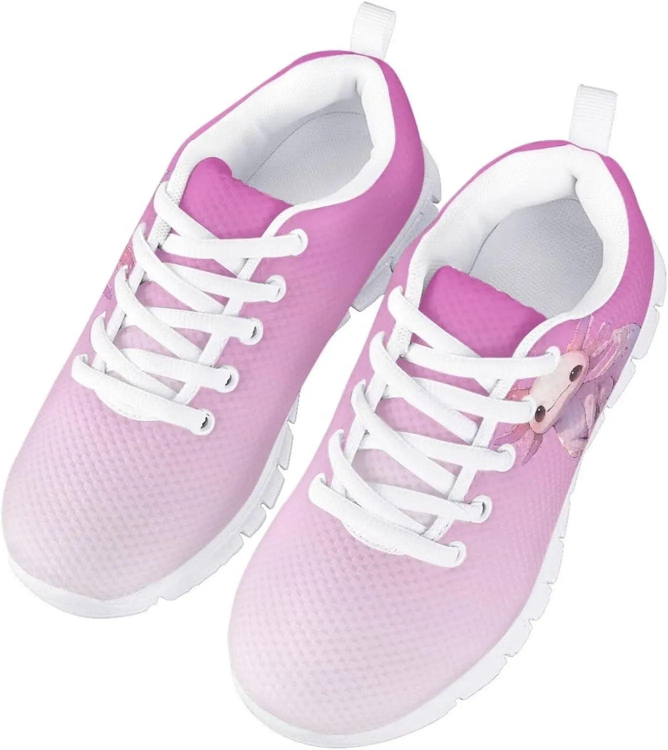 Kids Cute Shoes Little Grils Breathable Soft Running Shoes Axolotl/Cat Sneaker for Teen Girls Indoor Outdoor Sport Wear