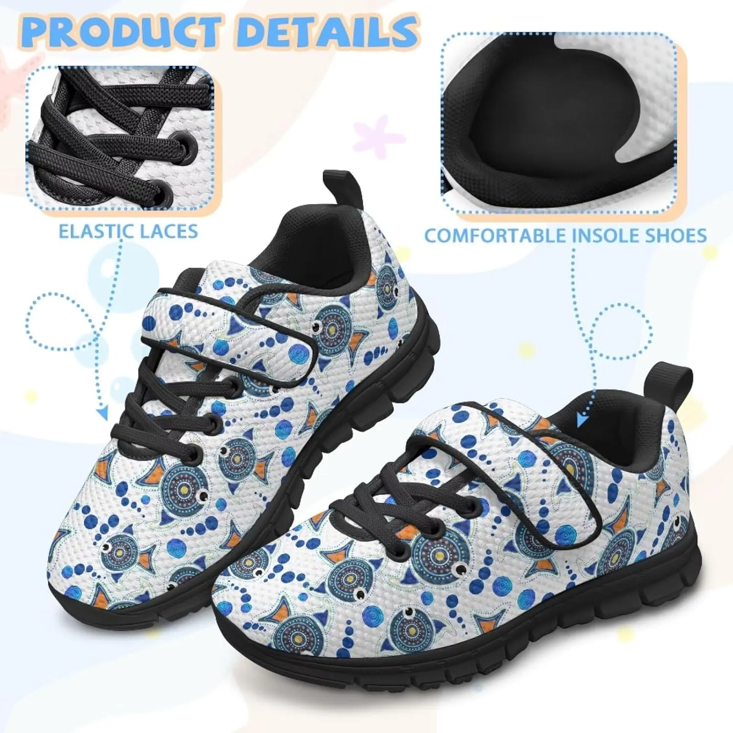 Kids Lightweight Strap Athletic Tennis Shoes Animal Sneakers Breathable Sports Running Walking Shoes for Boys Girls US 11-15