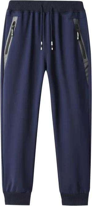 Kihatwin Big Boy's Teen Zip Joggers Pants Casual Gym Workout Athletic Pants Tapered Sweatpants with Pockets